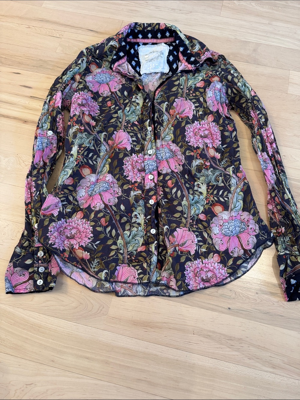 Cino 100% Cotton Floral Button Down Shirt Top-XS-Cottagecore Travel Vacation